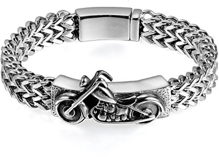 JewelryWe Schmuck Herren Armband, Edelstahl Zirkonia Link Armkette Panzerkette Gliederarmband Armreif für Männer Frauen