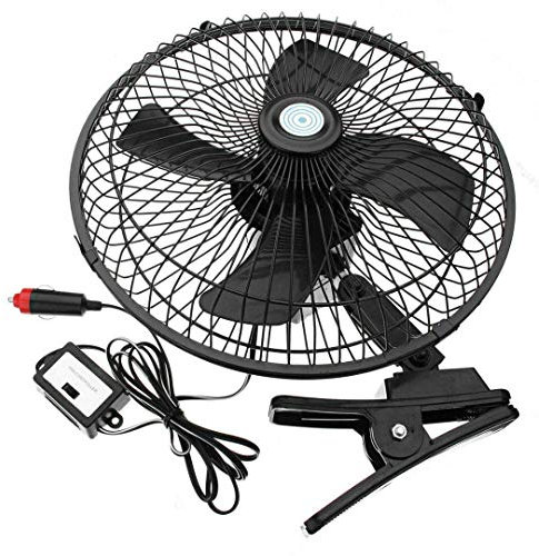 MASO Ventilateur électrique à 2 vitesses pour voiture, camion, maison - 25,4 cm - 24 V - Flux d’air Avec clip