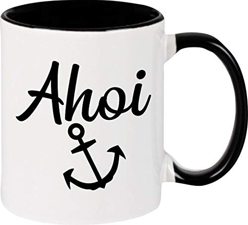 Shirtinstyle Tasse, AHOI Anker, Kaffeepott, Kaffeetasse, Farbe Schwarz