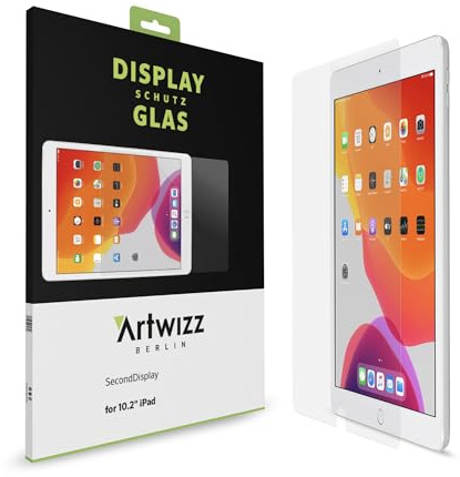 Artwizz SecondDisplay Schutzglas für iPad 9 (2021) / iPad 8 (2020) / iPad 7 (2019), 10,2 Zoll, 9H Displayschutz Hartglas Schutzfolie, ultra-klar, kratzfest & hüllenfreundlich