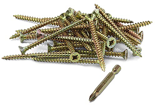 SEQUAL®Hyper Drive Wood Screws M3.5x20mm(Box Of 200), Self Countersinking Head For Flush Smooth Finish, Woodscrews Pack With Knurled Thread For Easier Drive And Holding Power, Rust Resistant Screw Set