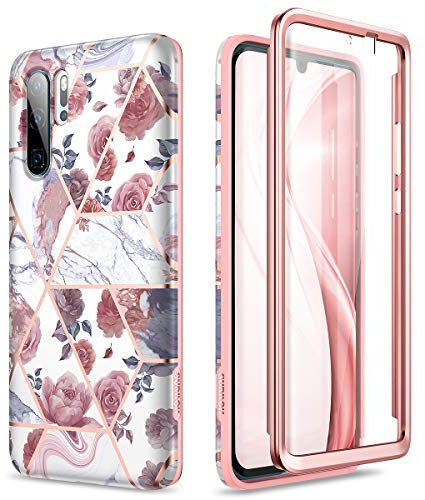 SURITCH Kompatibel mit Huawei P30 Pro Hülle 360 Grad Hüllen mit Integriertem Displayschutz Silikon Komplettschutz Handyhülle Schutzhülle für Huawei P30 Pro Rose
