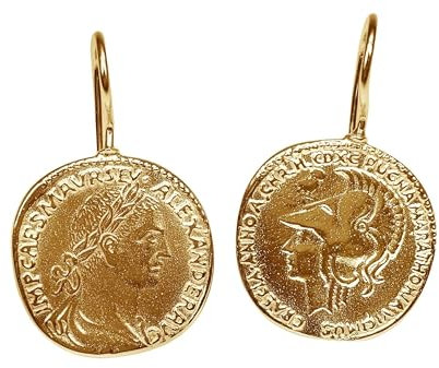 SILBERMOOS Damen Ohrhänger vergoldet römische Münze Caesar antik rund 925 Sterling Silber Ohrringe Ohrschmuck