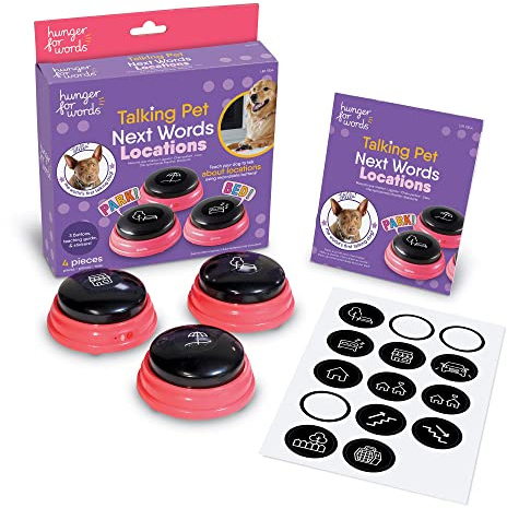 Hunger for Words Talking Pet Next Words Locations – 3-teiliges Set mit beschreibbaren Sprachtasten für Hunde, Hundeknöpfe für Kommunikation