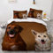 ZLKEJI Hunde Bettbezug 200x200cm Rhodesian Ridgeback Bettwäsche Collie Braun Betten Set 3D Nettes Haustier Welpe Bettbezug Set 3 Teilig Kissenbezug 80x80 Puppy Tiermuster Bettwäsche Set Mikrofaser