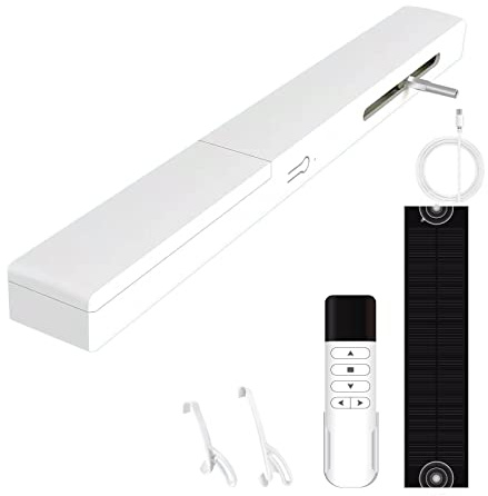 Kavolet Rollladenmotor, Solarbetriebenes intelligentes Jalousien-Motor-Kit, unterstützt Tuya APP/Sprachsteuerung, kompatibel mit Alexa Home, eingebautem Akku mit RF-Fernbedienung Solarpanel