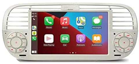 ESTOCK1 ANDROID 11 autoradio navigatore per Fiat 500 Fiat Abarth 500 2007-2016 4 GB RAM 32 GB ROM Carplay GPS 7 inch USB Wi-Fi Bluetooth Mirrorlink color Nero CAR TABLET Wi-Fi radio, bianco / beige