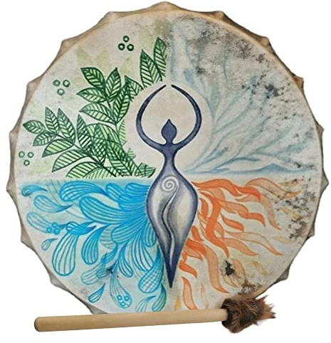 MAICOLA Schamanentrommel, Sibirische Trommel, Handgemachte Musik, spirituelle Bassdrum mit Drumstick spirituelle Musik, Klangheilung, Trommelreflexion und Meditation Erwachsene