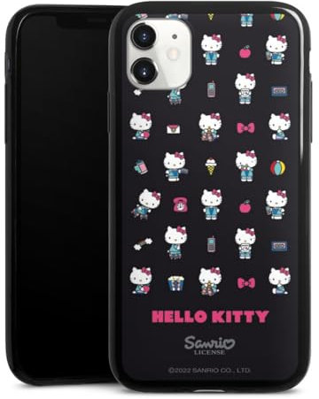 Slim Case extra dünn kompatibel mit Apple iPhone 11 Silikon Handyhülle schwarz Hülle Hello Kitty Fanartikel Kindheit