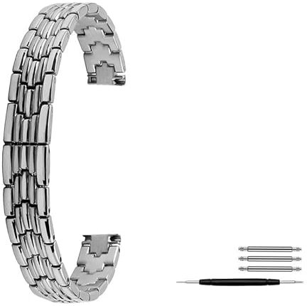 Overhil1s Uhrenarmband, Universal Stahlband 8mm 10mm 12mm 14mm Slim Damenmode Band Armband Uhrenarmband Zubehör (Band Color : Silver, Band Width : 14mm)