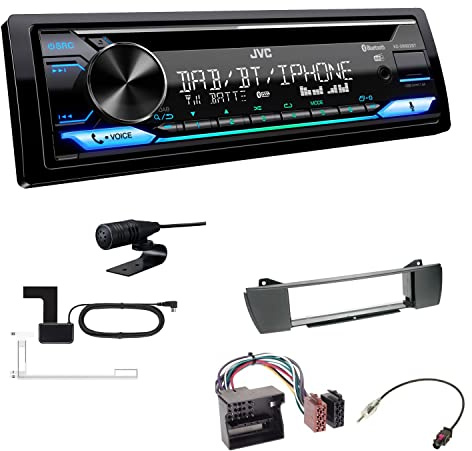 JVC KD-DB922BT 1-DIN Autoradio CD-Receiver Bluetooth DAB+ Digital Radio Einbauset passend für BMW Z4 2003-2008 anthrazit Roadster, Coupe