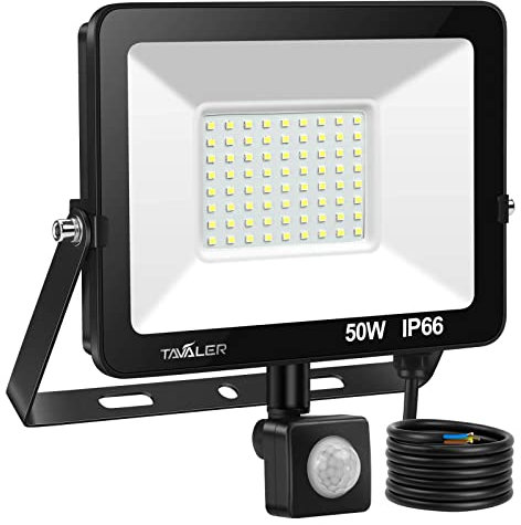 Tavaler LED Strahler Außen, LED Strahler mit Bewegungsmelder Außen 50W, 4500LM LED Aussenstrahler 6500K Kaltweiß LED Scheinwerfer, IP66 Wasserdicht LED Fluter für Garten, Innenhöfe, Garage