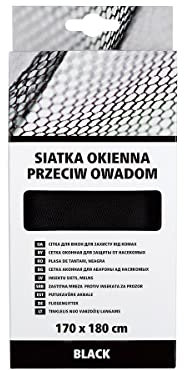 SCLEY Zanzariera universale per finestra Resistente ai raggi UV e agli agenti atmosferici Facile installazione Velcro autoadesivo Colore invisibile Nero Dimensioni 170 cm x 180 cm