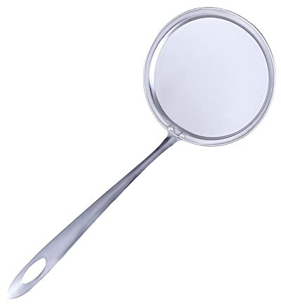 Fine Mesh Skimmer Spoon, Fine Mesh Wire Oil Skimmer Strainer Fried Food Net, Stainless Steel Hot Pot Fat Strainer for Oil Filter Skimming(L)