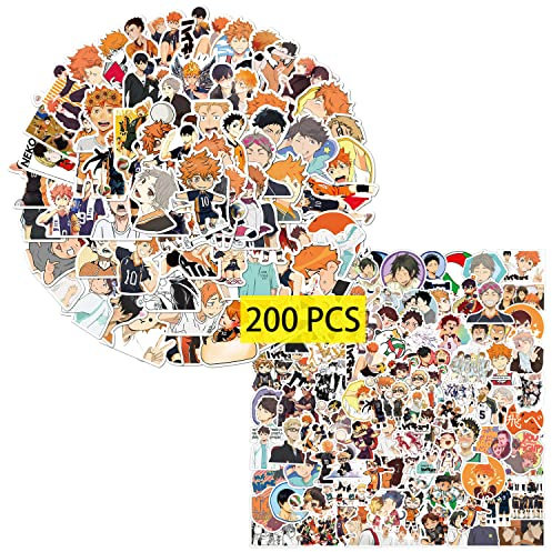 GTOTd Volleyball Haikyuu Stickers Aufkleber (200 Pcs) Geschenke Cool Anime Merch für Laptop Wasserflasche Telefon Zubehör Auto Stoßstange Fenster Helm Dekor Teens