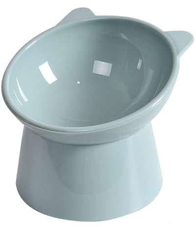 Pet Dog Cat Bowl Anti-Tipping, Elevated Feeding Bowls 15° Tilted Raised Feeder for Kittens, Food Water Dishes (Grey)