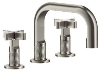Gessi Inciso+ 3-Loch-Waschtischarmatur, Auslauf H=59 mm x Ausladung 140 mm, für Unterbau-Waschbecken geeignet, mit Ablaufgarnitur, 58111, Farbe: Finox Optik