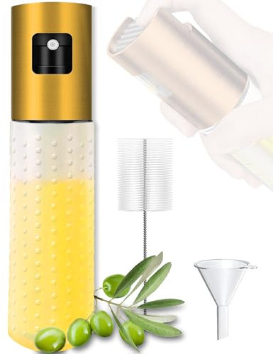 IRAINSUN Pulverizador de Aceite y Vinagre - Botella de Vidrio y Acero Inoxidable para Cocina, Freidora de Aire, Parrilla, Horno y Ensalada
