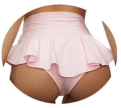 ORANDESIGNE Scrunch Butt Sportshorts Damen Push Up Booty Nahtlos Biker Yoga Fitness Gym Shorts Hohe Taille Pole Dance Rüschen Bikini Rave Cut Out Clubwear C Rosa S