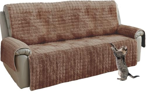 Sofa Armlehnenbezüge, Sesselschoner Sesselauflage, Fernsehsessel Schutzbezug Anti-Rutsch, Relaxsessel Bezüg Sesselüberzug für Zuhause mit Kindern und Haustieren Hund (Kaffee,3 Sitzer (167*190cm))