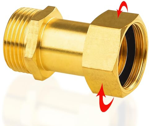 Messing Verschraubung beide Seiten gleich G3/4 x G3/4 Zoll AGxIG (AG Ø 25,7mm x IG Ø 24mm),DN20,Messing Beweglich Verschraubung Durchgang G3/4,Messing Verschraubung IGxAG 3/4 Zoll mit Dichtung