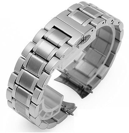 MAMA'S PEARL Edelstahl-Armband Mit Gebogenem Ende, Austernpilz-Design, Passend Für Tissot T035, LONGINES, Uhrenarmband, Damen Und Herren (Silber, 18mm)