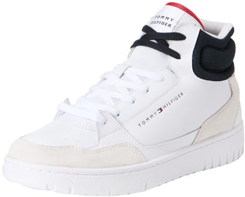 Tommy Hilfiger TH BASKET CORE MIDCUT ( Mittelhoher Schnitt (Schuhe) Herren, Weiß (White), 43 EU