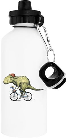 Generisch T Rex Biker Fahren Fahrrad Wasserflasche, Weiß, Wiederverwendbare Flasche