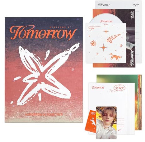 TXT - [MINISODE 3 : TOMORROW] (Light Ver.) Package Box + Album Stand + CD Envelope + CD-R + Postcard Set + Lyric Card Set + Mini Poster + Photo Card + Sticker + 5 Extra Photocards