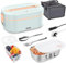 ErayLife Electric Heating Lunch Box, 80W 5-in-1 Heated Food Warmer Portable 1.8L 304 Stainless Steel Leakproof 12V 24V 220V Food Heater with Spoon & Fork for Car/Truck/Office