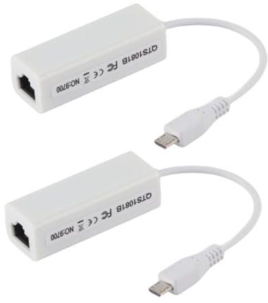 Beufee 2 Stück USB-zu-Ethernet-Adapter, Micro-USB zu RJ45 10/100 Mbit/s Netzwerkadapter Pi Zero 1.3/W Motherboard USB 2.0 Netzwerkadapter
