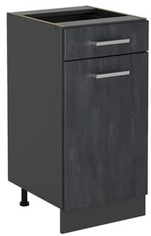 Vicco Küchenunterschrank R-Line, Schwarz Beton, 40 cm ohne Arbeitsplatte