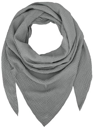 TMK Weiches und leichtes Unisex-Dreieckstuch aus 100% Baumwolle cod.9485 (Einzigartige Farbe, Mittelgrau)