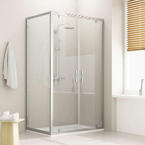 Box Doccia Angolare 80x120 cm 2 Ante Battenti in Cristallo Trasparente 6mm H198 Aalborg Duo