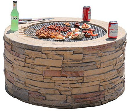 NOALED Feuerstellen Outdoor-Feuerstelle aus Kunststein, Kaminofen für Hinterhof, Terrasse, Garten, für Camping, Außenheizung, Lagerfeuer und Picknick