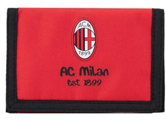 AC Milan Unisex Kinder Portafoglio Con Chiusura A Strappo Geldbörse mit Klettverschluss, Nylon, offizielles Produkt, Rot
