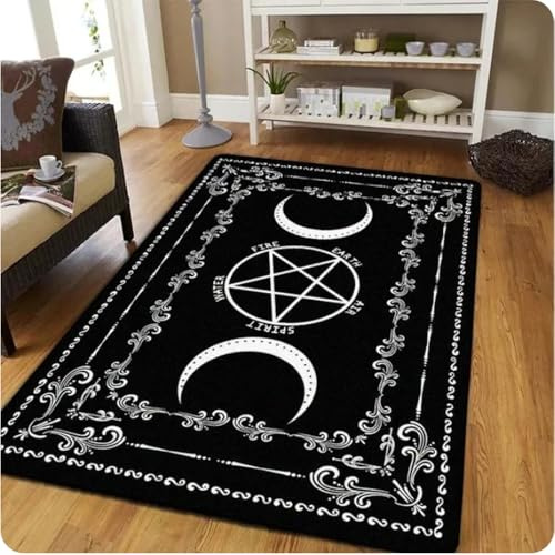 YANGECHEN Gothic Hexe Opfer Teppiche Dreifach Mond Weissagung Wohnzimmer Teppich Sofa Tisch Bereich Teppiche Schlafzimmer Halloween Mondmatte 160X230Cm