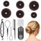 6 Stück Duttkissen Set Groß Klein Haardutt mit 10 Schwarz Haargummis 30 U-förmiger Haarnadel und 4 Frisurenhilfe Donut Hair Bun Maker Set für Kinder Mädchen Frauen Kaffeefarbe