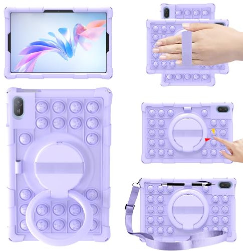 EspZanthic Custodia Cover per Honor Pad X8a/Huawei MatePad SE 11 Pollici 2024, Supporto Rotante a 360°/ Cinturino per Mano, Silicone Antiurto con Tracolla, Stilo