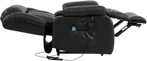 MEROUS Elektrischer Relaxsessel mit Aufstehhilfe, Sessel mit Schlaffunktion, 2 Motoren, Massagesessel mit Liegefunktion,Vibration und Heizung (Schwarz)