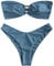 ZAFUL Damen Bandeau-Bikini, O-Ring, trägerlos, Raffhalter, hoher Schnitt, zweiteiliger Badeanzug, 1-Haze Blue, Medium