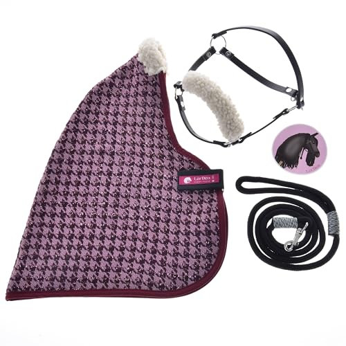 LarDen Hobby Horse Zubehör Set Harmony - Stalldecke, Halfter mit Fell, Führstrick | HANDGEFERTIGT | Große S | Steckenpferd - ELSA, Stockpferd Set, Hobby Horsing Pferd, Spielzeug Kinder, Spielpferd
