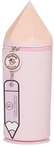 Lulubug Silikon Federmäppchen - Stiftform Rosa | Federtasche aus weichem Silikon für Stifte | Federmappe und Stiftehalter | Mäppchen Tiere, Schlampermäppchen