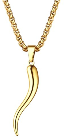OIDEA Unisex Italienische Horn Halskette: Gold Silber Schwarz Herren Damen Kette mit Anhänger Glück Schutz Amulett Anhänger aus Edelstahl Schmuck Geschenk für Männer Frauen Junge Mödchen