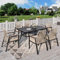 PHI VILLA Garden Table and Chairs for 6, 7 Pieces Rattan Patio Furniture Set with 1 Rectangular Metal Table and 6 Heavy Duty Dining Chairs, 6-seater Outdoor Dining Set with Umbrella Hole