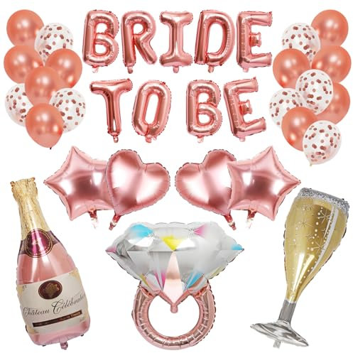 Rose Gold Bride To Be Deko,33Stk Bride To Be Luftballons,Bride Ballon, Bridal Giveaway Party Supplies,Bride To Be Bachelorette Party Geburtstag Hochzeit Deko