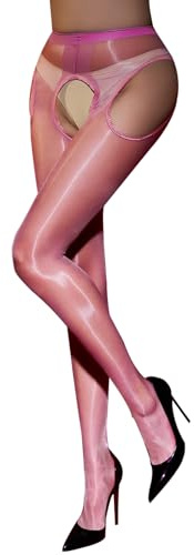 KANYULOVE Collant Femme Brillant Huileux 3 Deniers Bas pour porte-jarretellesTaille collant ouvert