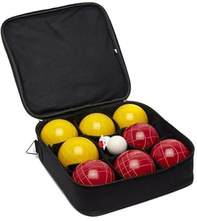 DOCTOR SPORT Bocce (Jeu de Boules) Pétanque - Profi 10 cm - 8 kg in ordentlicher Canvas Tasche - Premium Spiel - 8X Ball