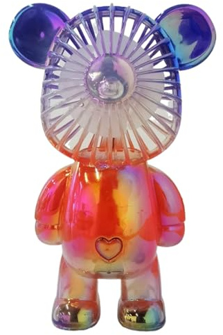 Handheld Mini Fan, Portable Personal Bear Fan USB Rechargeable Battery Powered Desk Fan with 3 Speeds Adjustable for Home, Outdoor, Office, Travel, Summer, Kids Girls (Purple-red)