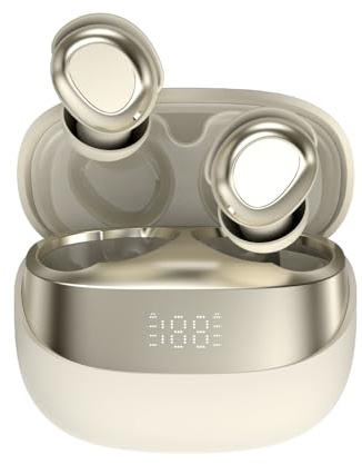PWTEK Wireless Earbuds Headphones Sleep Buds 5.4 Wireless Earbuds Bluetooth Stereo Bass ENC Noise Cancelling, 52H Playtime IPX7 Waterproof Earphones for Side Sleepers Mini Earbuds